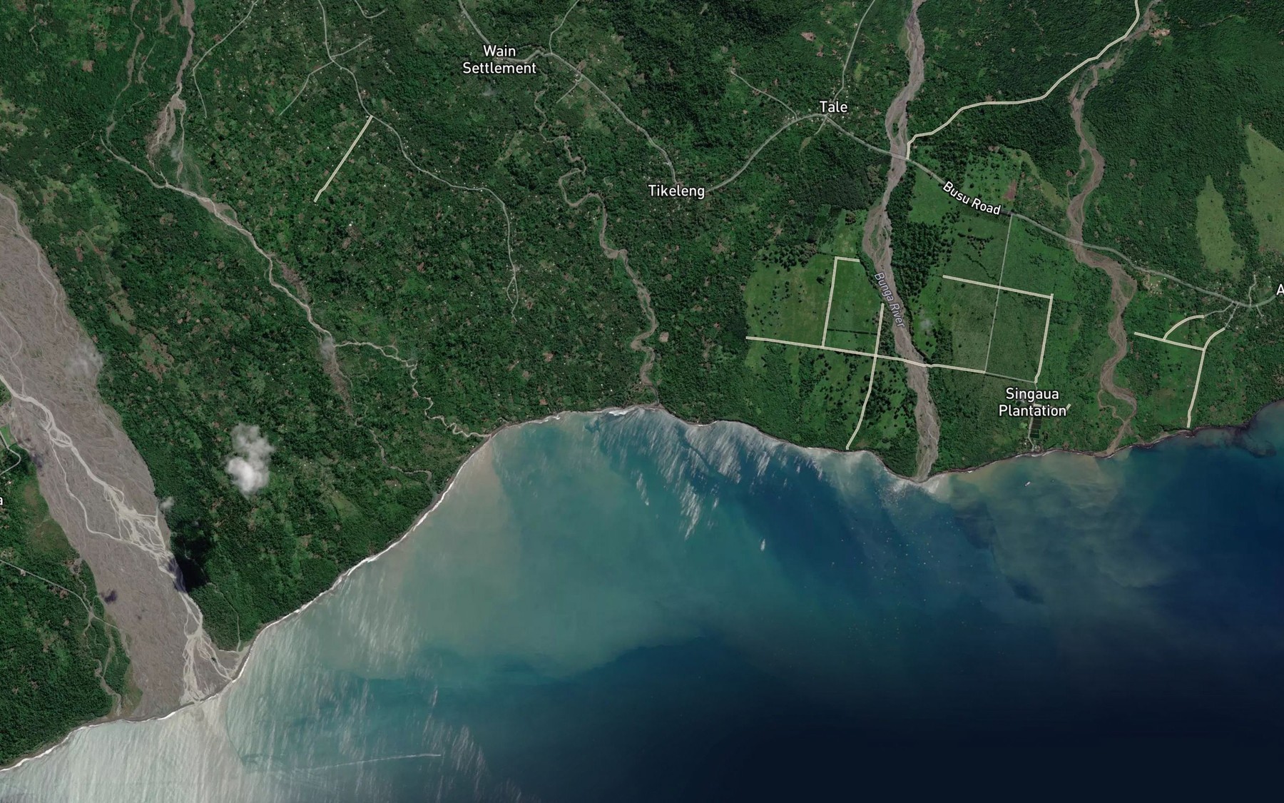 Satellite map of the Bunga River