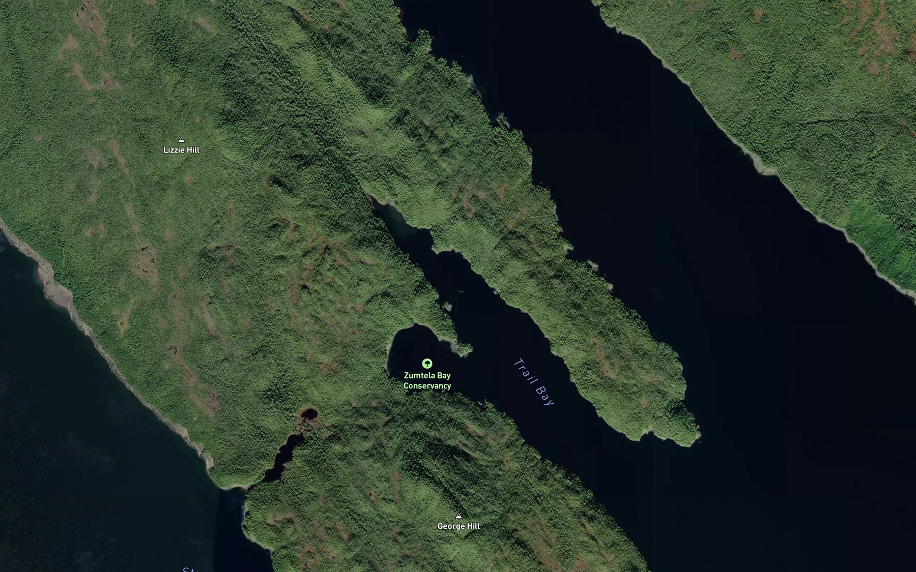 Satellite map of the Trail Bay