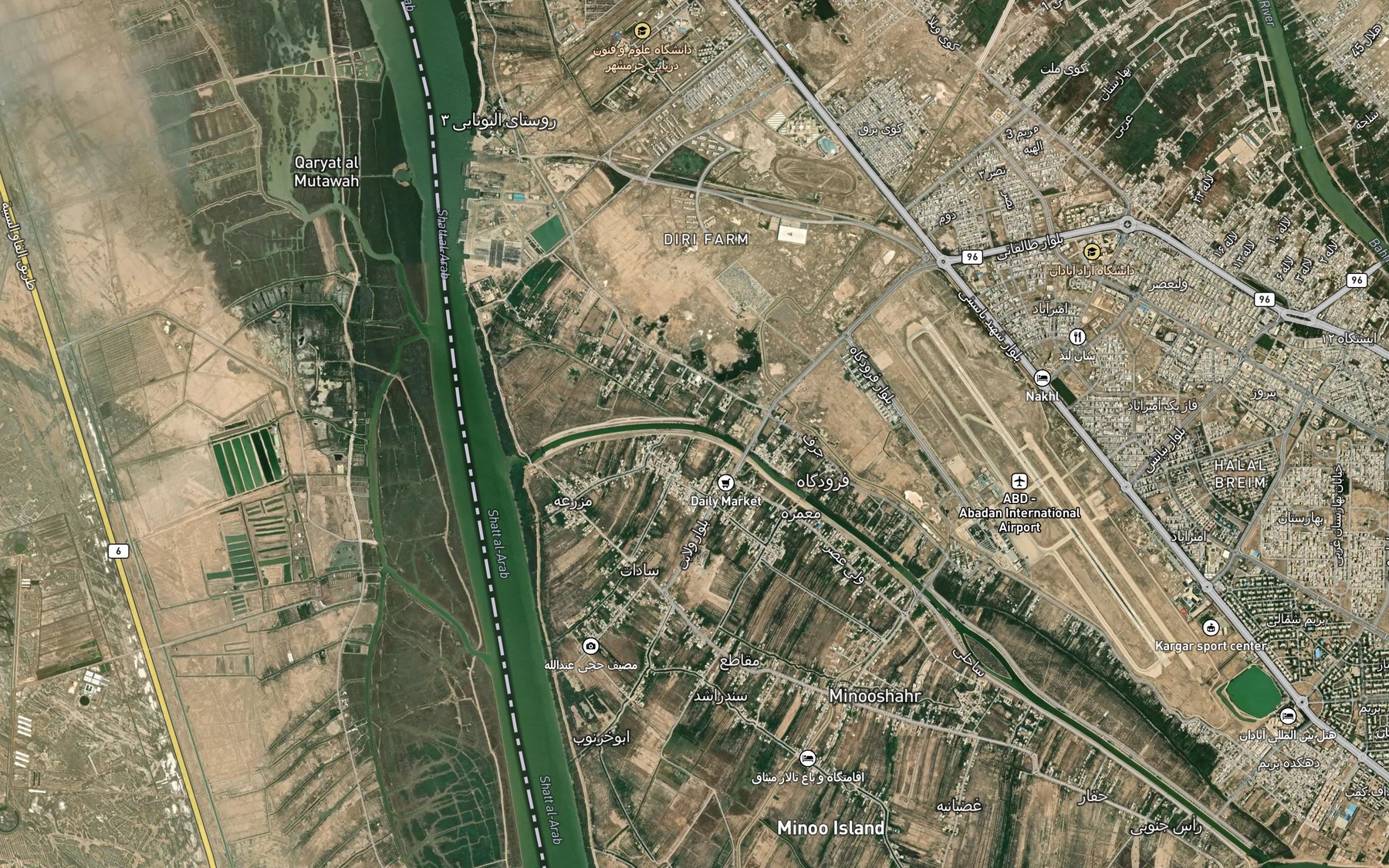 Satellite map of the Nahr-e Sadat