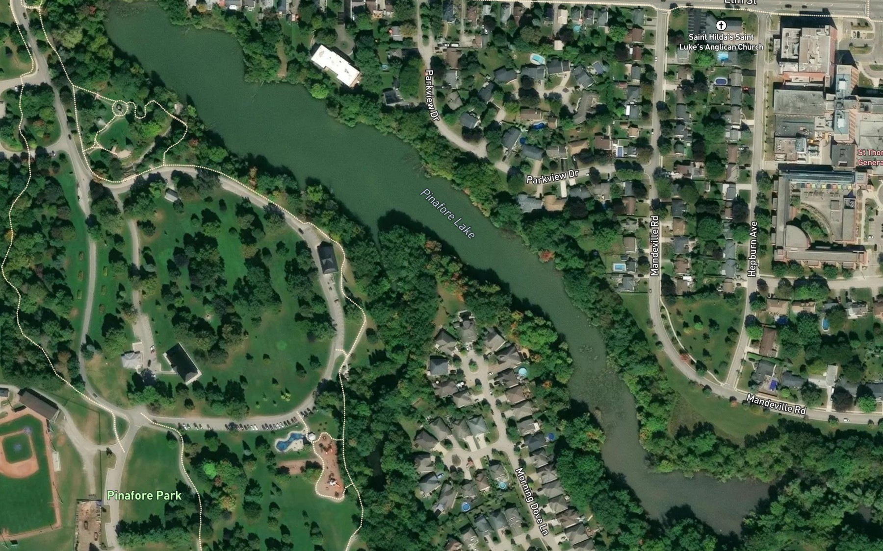 Satellite map of the Pinafore Lake