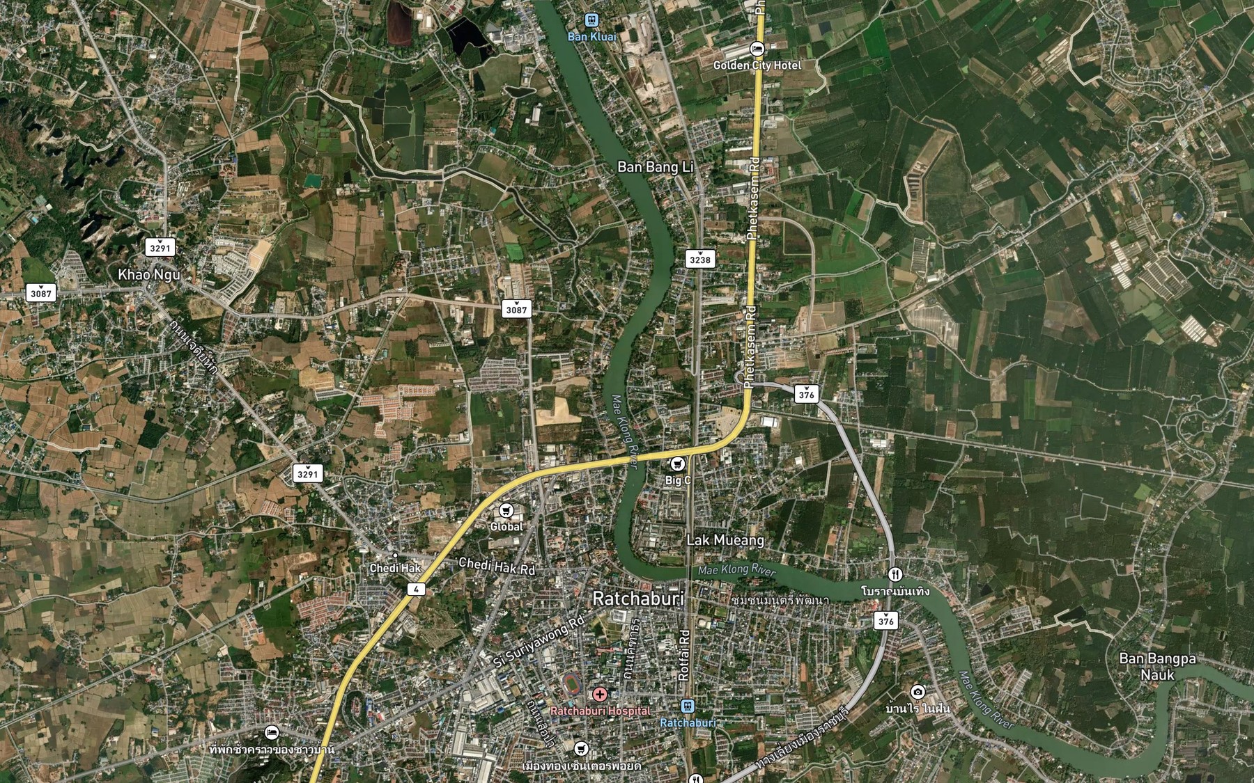 Satellite map of the Khlong Khut Lat Ratchaburi