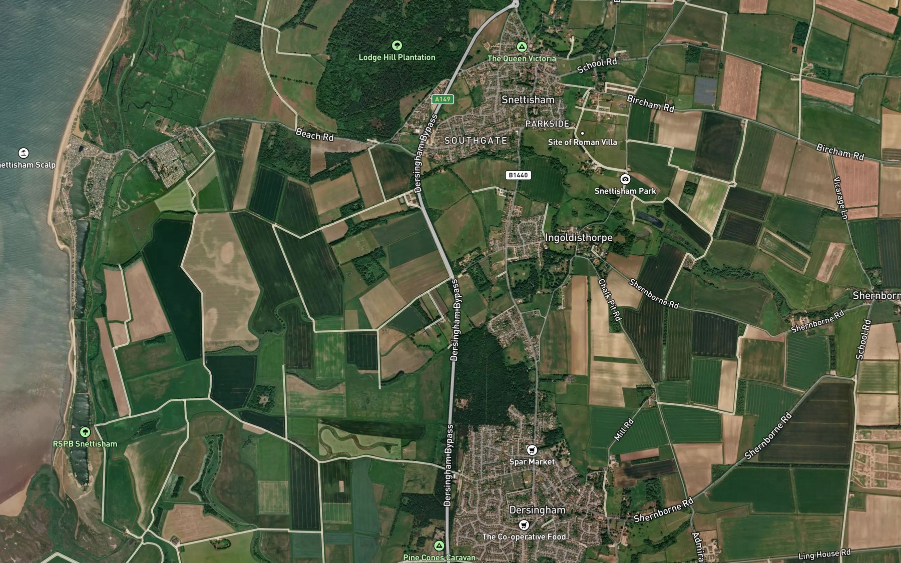 Satellite map of the Springside
