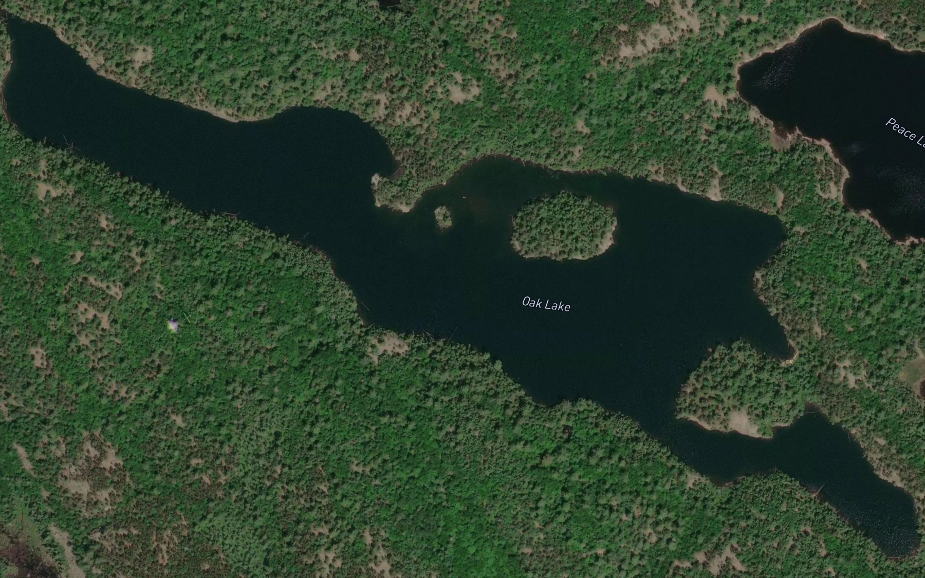 Satellite map of the Oak Lake