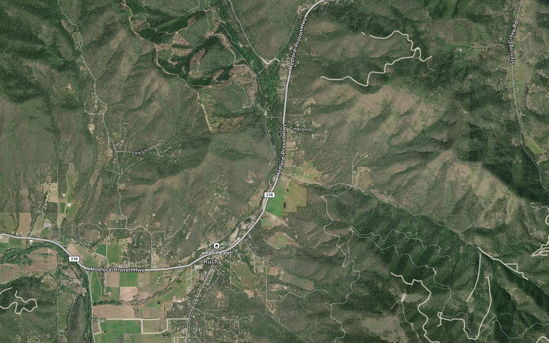 Satellite map of the Bishop Creek
