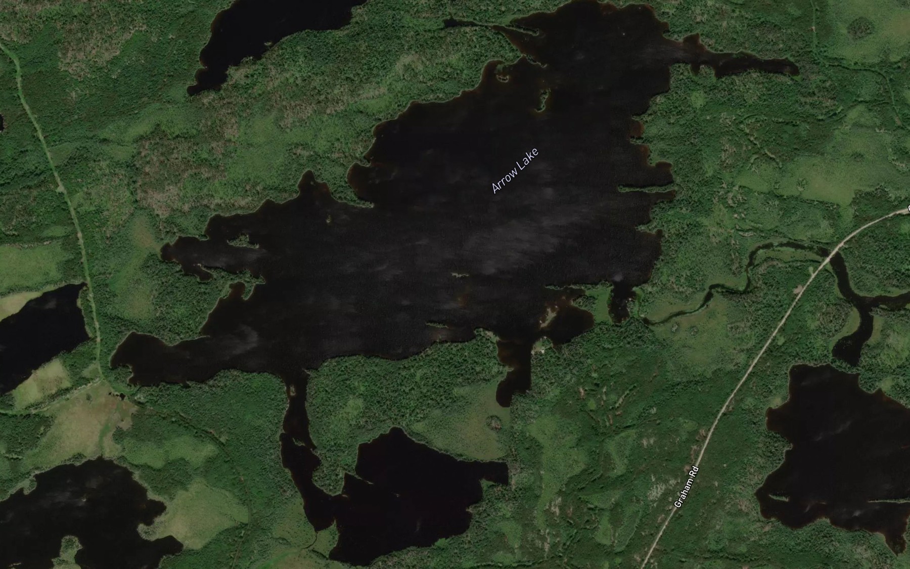 Satellite map of the Arrow Lake