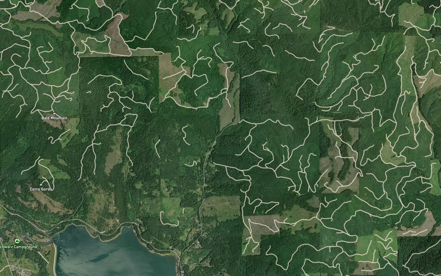 Satellite map of the Harms Creek