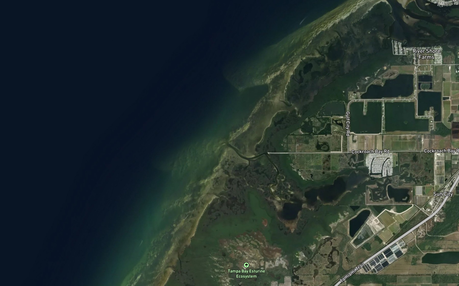 Satellite map of the Cockroach Channel