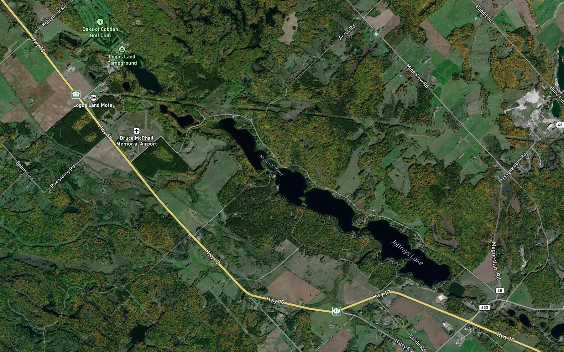 Satellite map of the Olmstead Lake