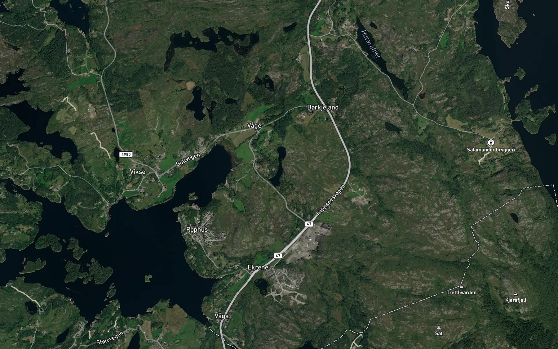 Satellite map of the Skarevatnet