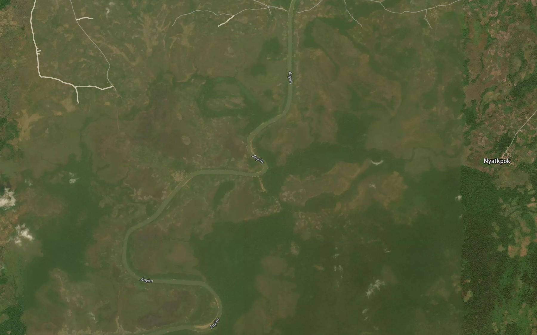 Satellite map of the Nwang River