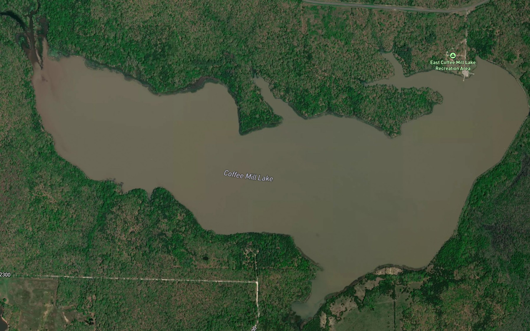 Satellite map of the Coffee Mill Lake