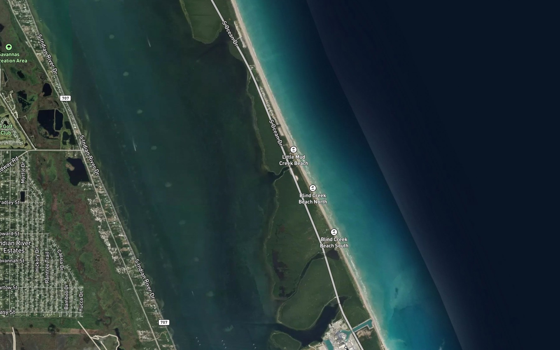 Satellite map of the Little Mud Creek