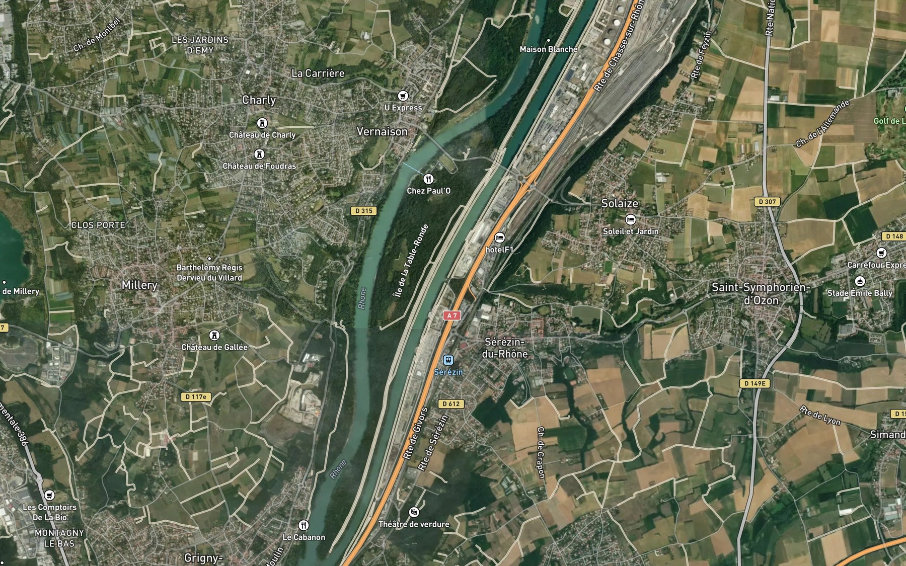 Satellite map of the Ruisseau l'Ozon