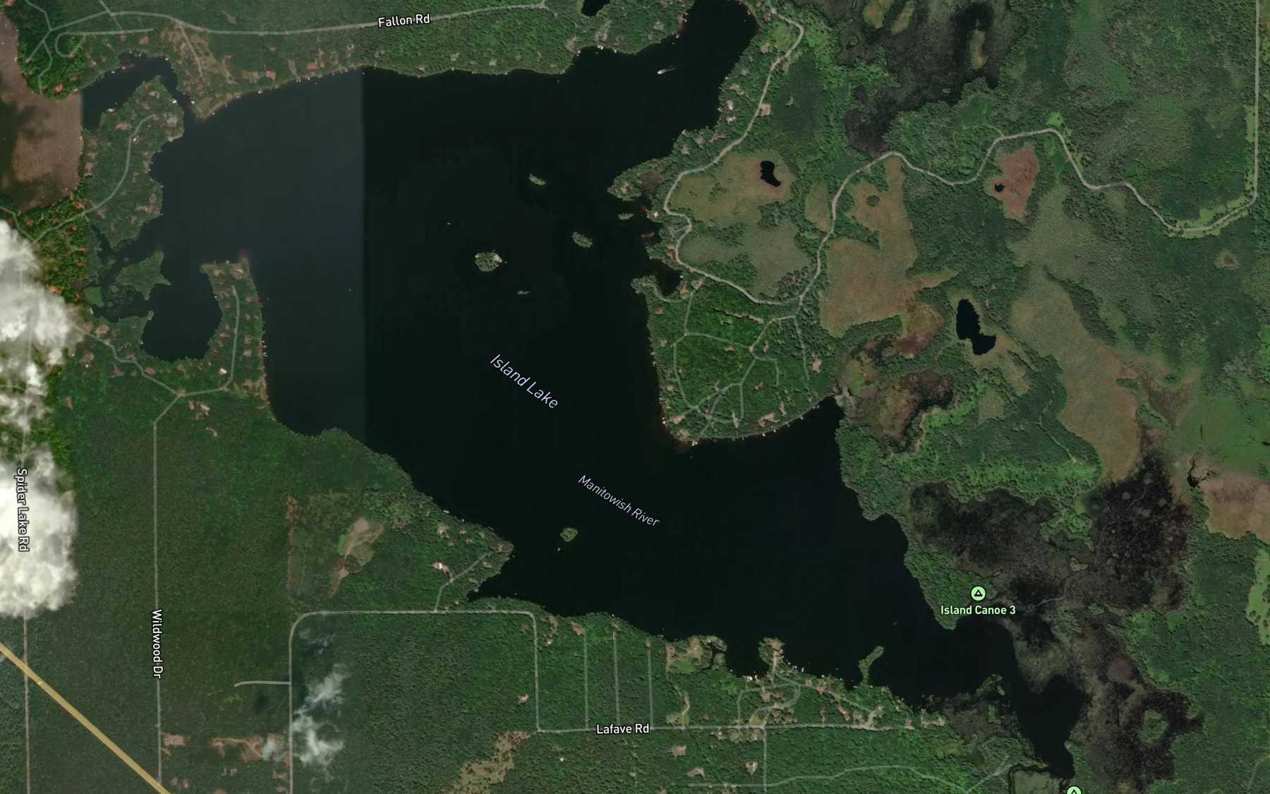 Satellite map of the Island Lake