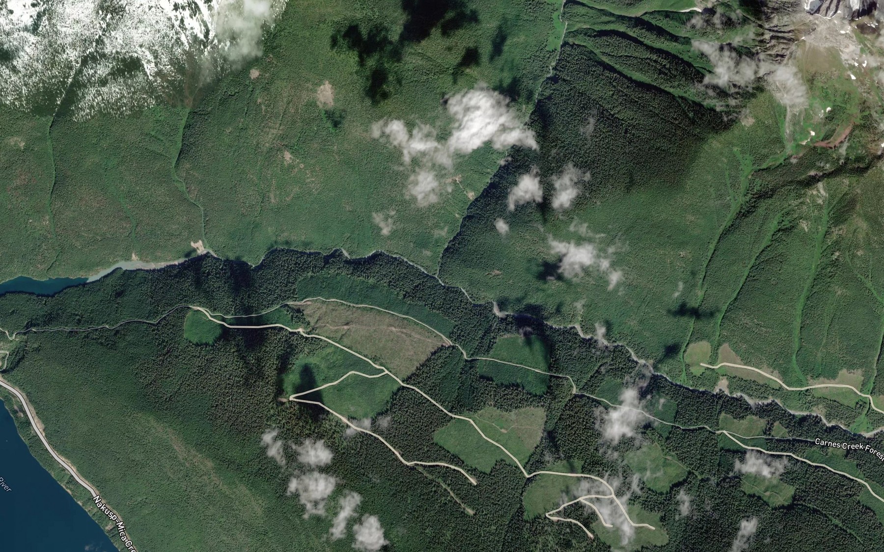 Satellite map of the Kelly Creek
