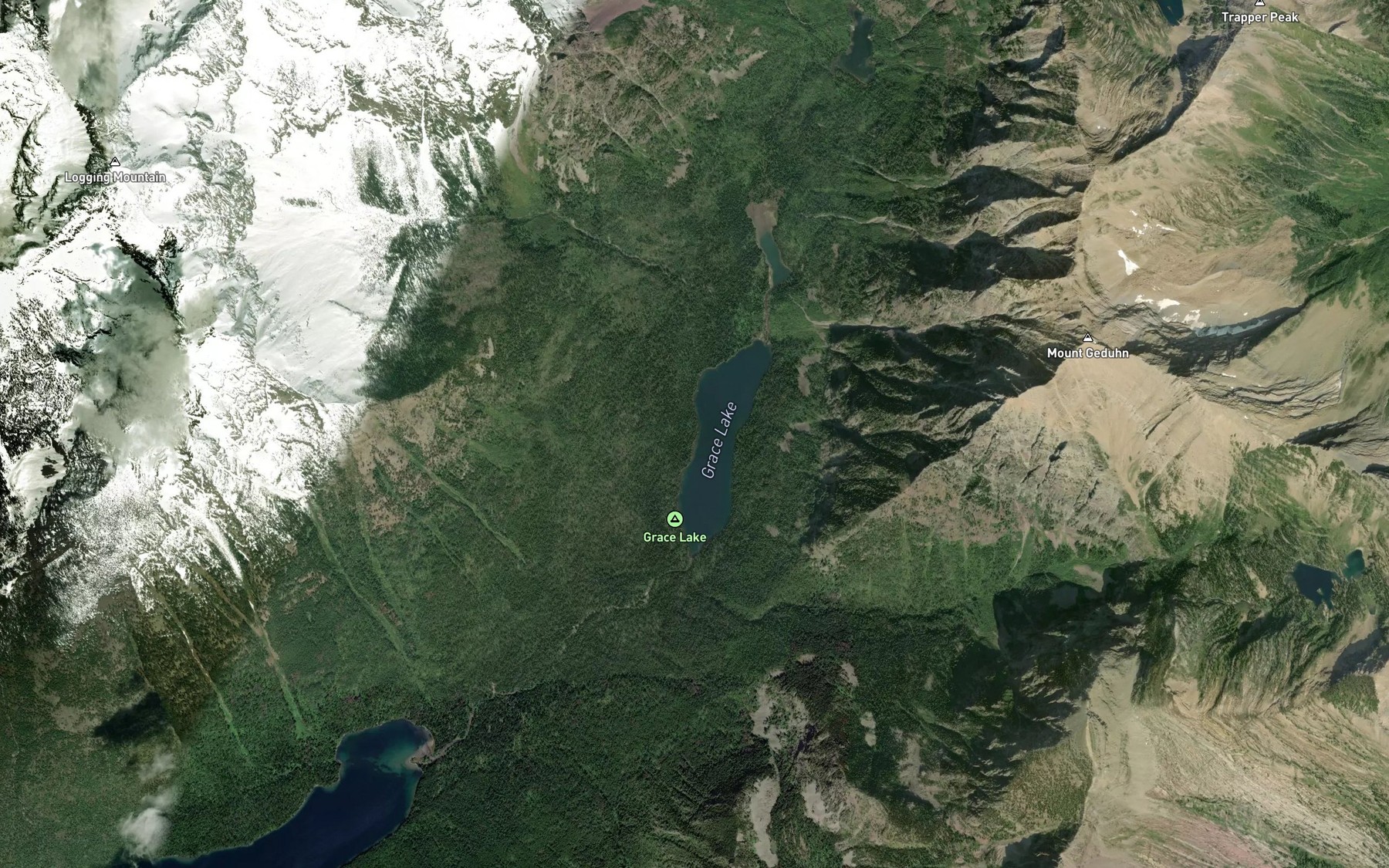 Satellite map of the Grace Lake