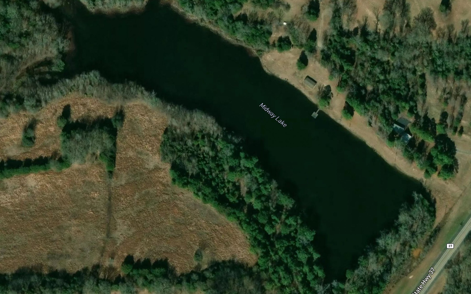 Satellite map of the Midway Lake