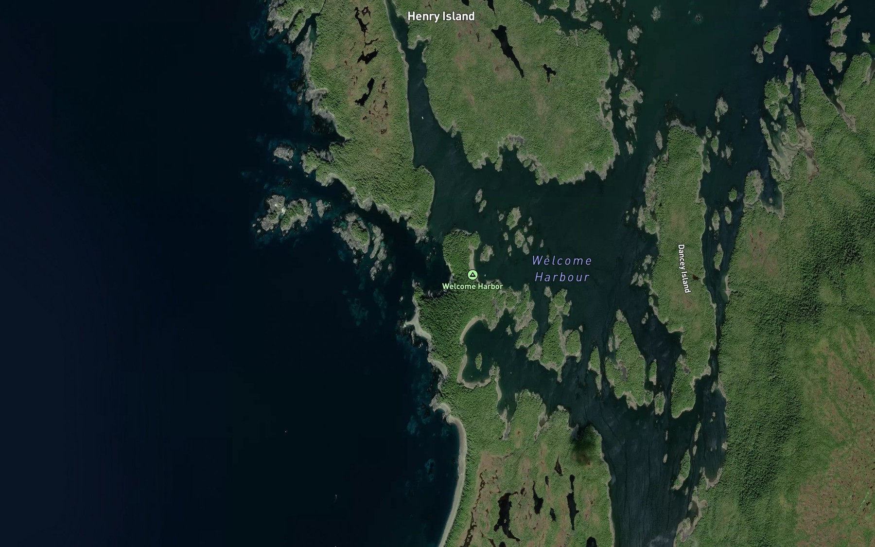 Satellite map of the Secret Cove