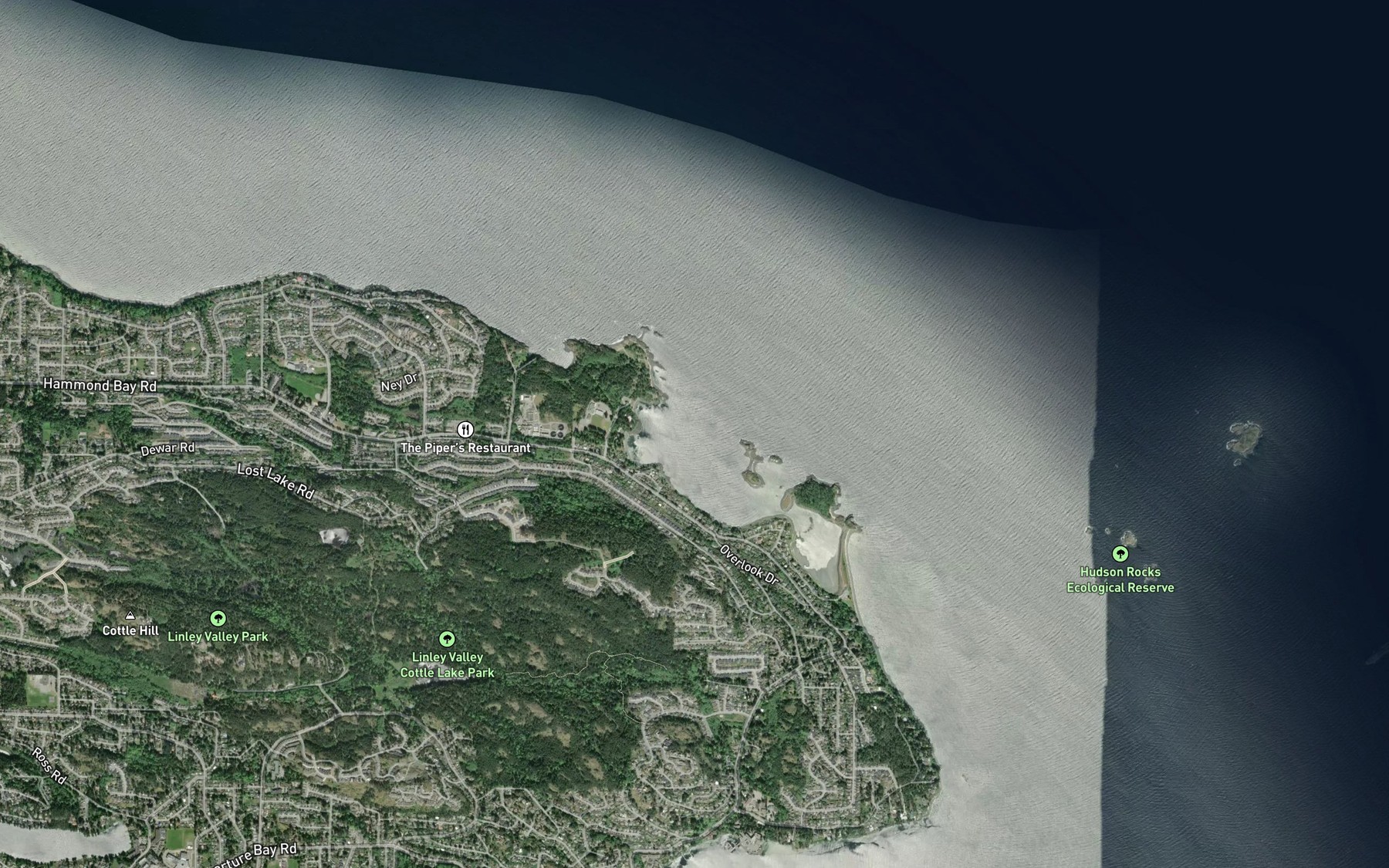 Satellite map of the Hammond Bay