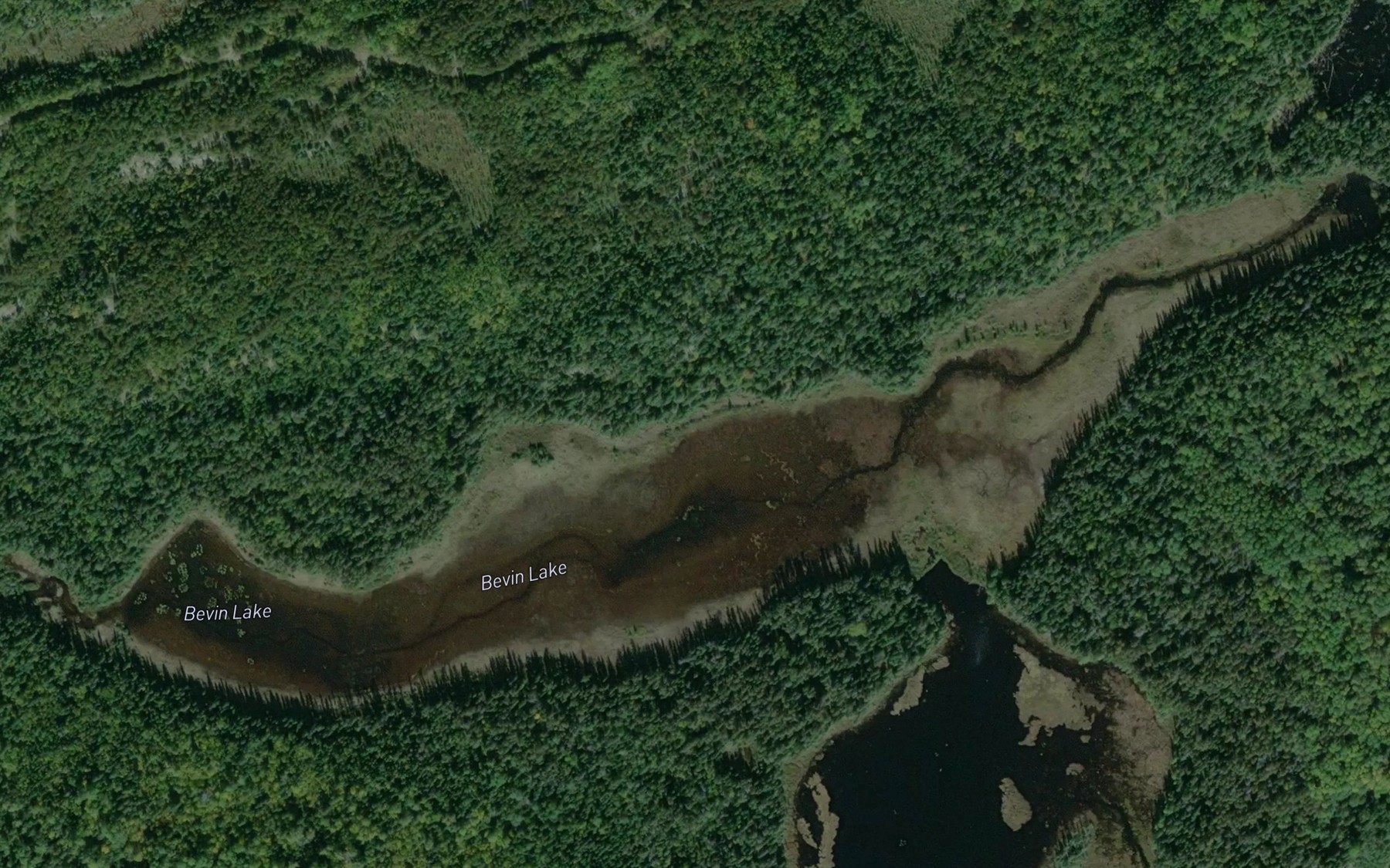 Satellite map of the Bevin Lake