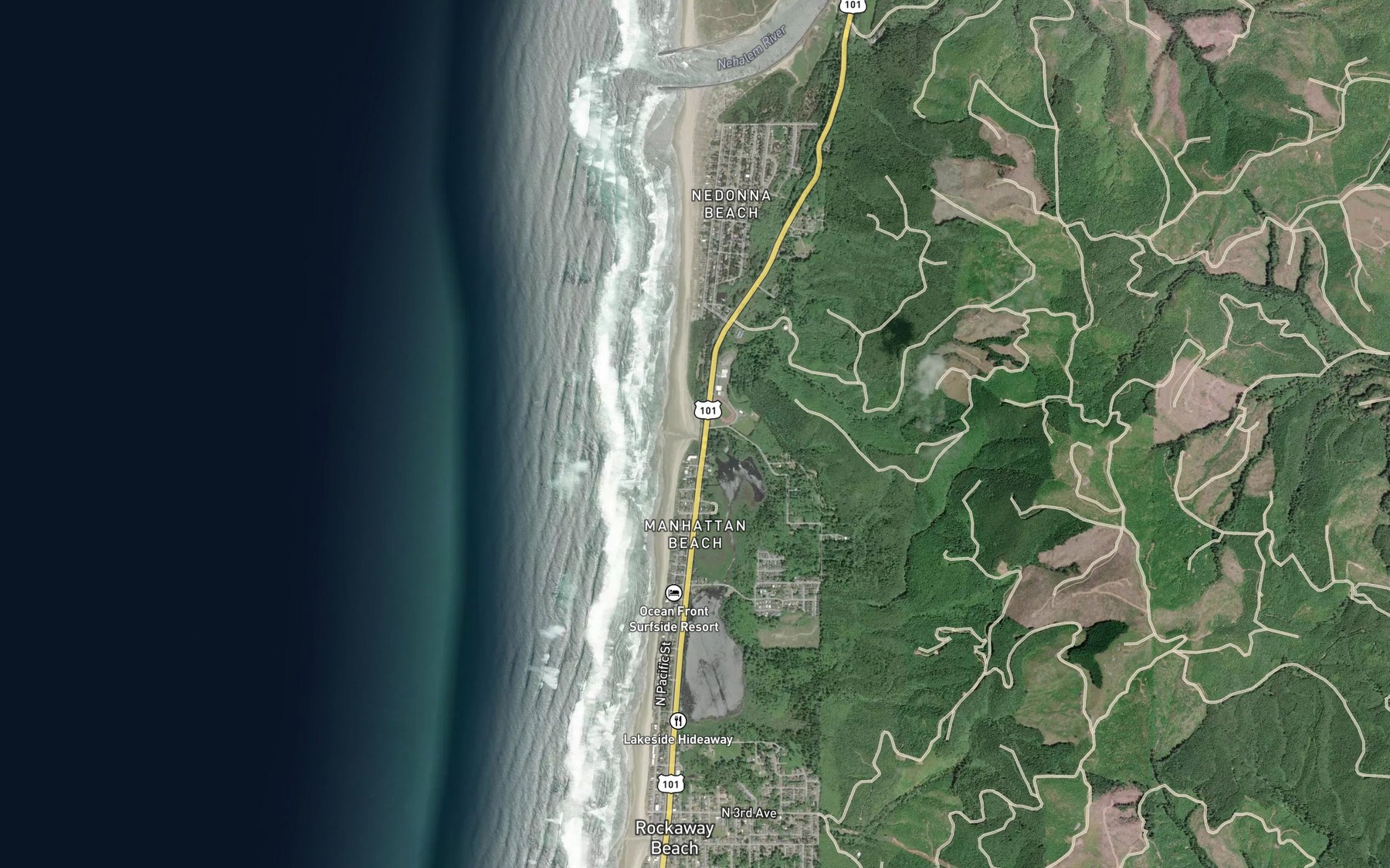 Satellite map of the Crescent Creek