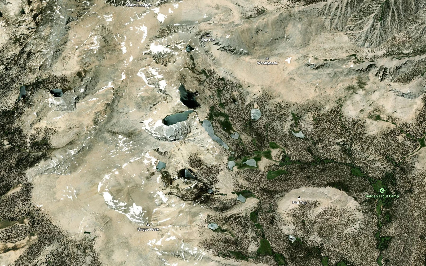 Satellite map of the Cottonwood Lakes