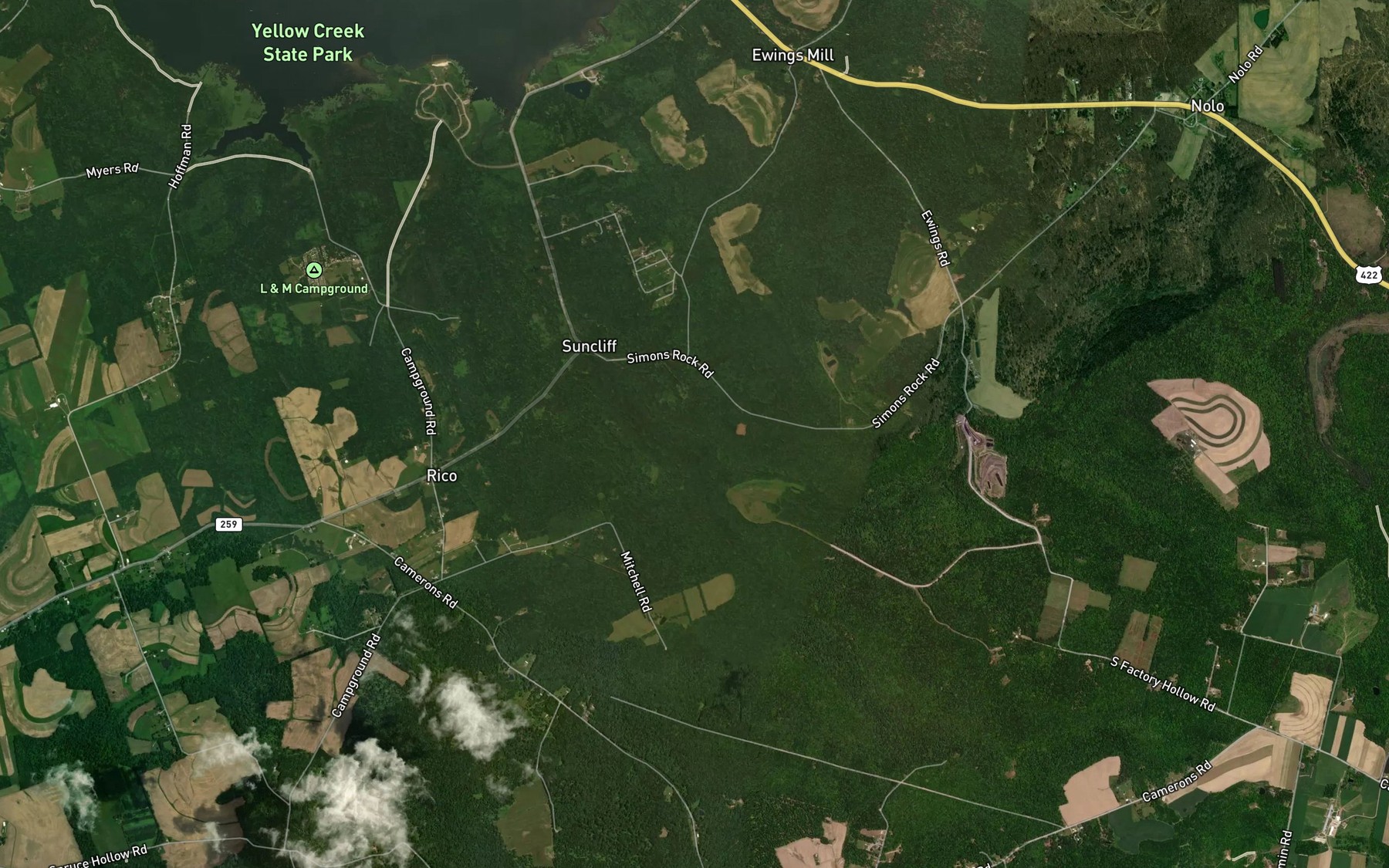 Satellite map of the Gillhouser Run