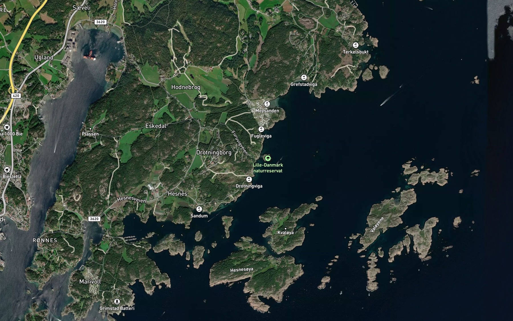 Satellite map of the Aslaksteinen