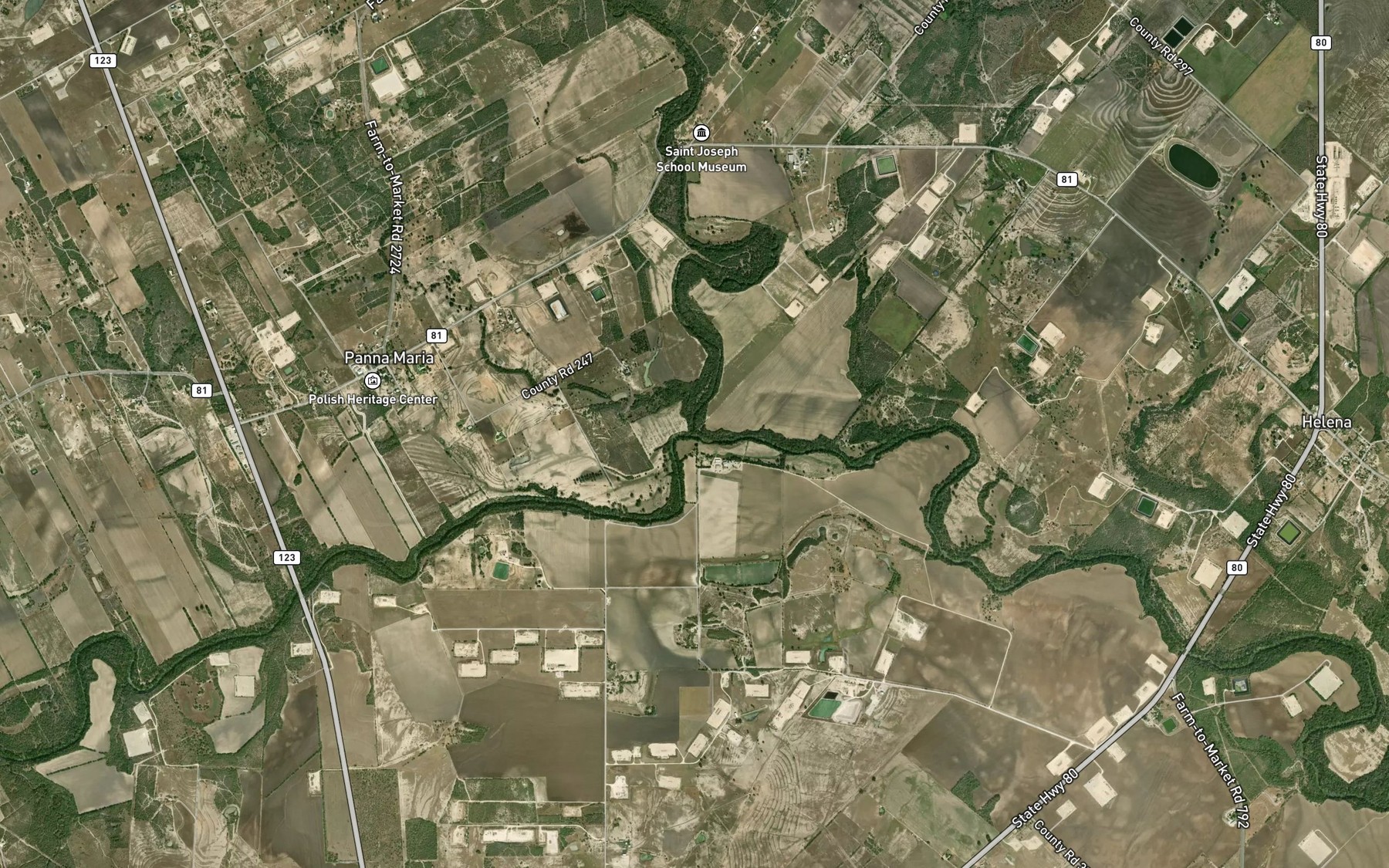 Satellite map of the Panna Maria Creek