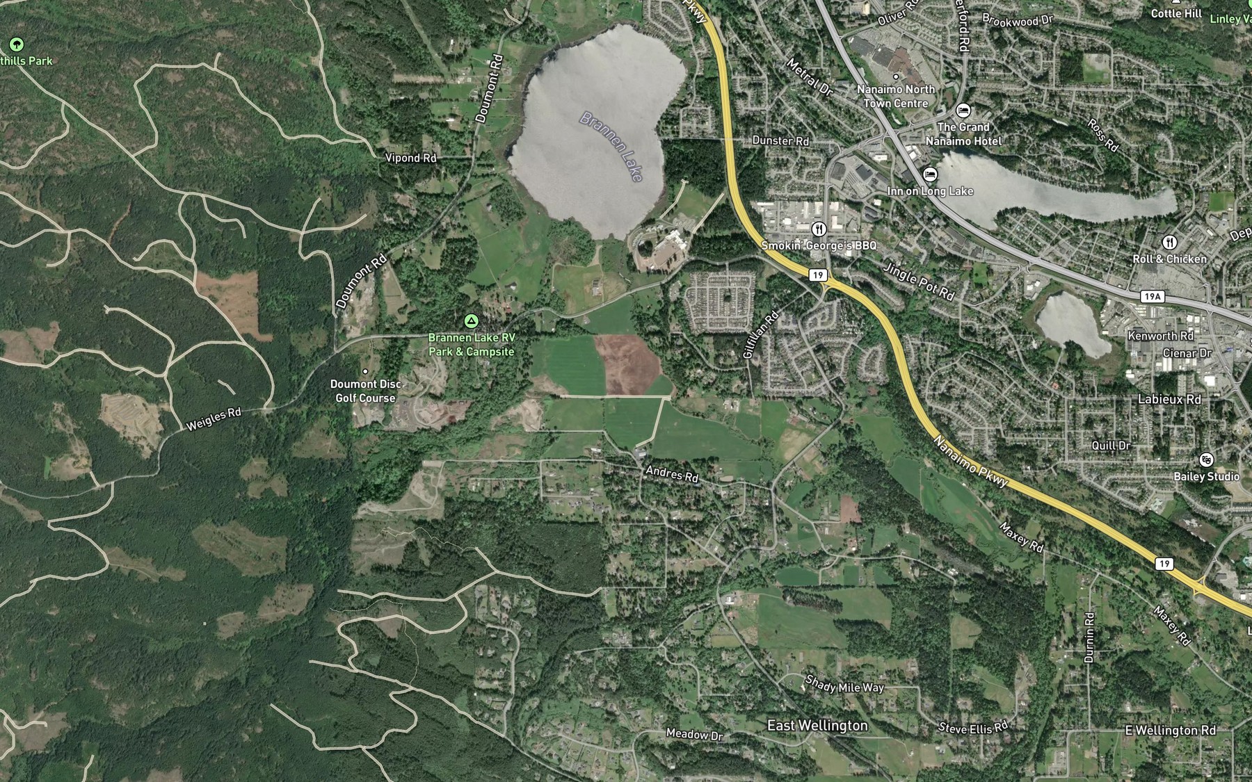 Satellite map of the Benson Creek