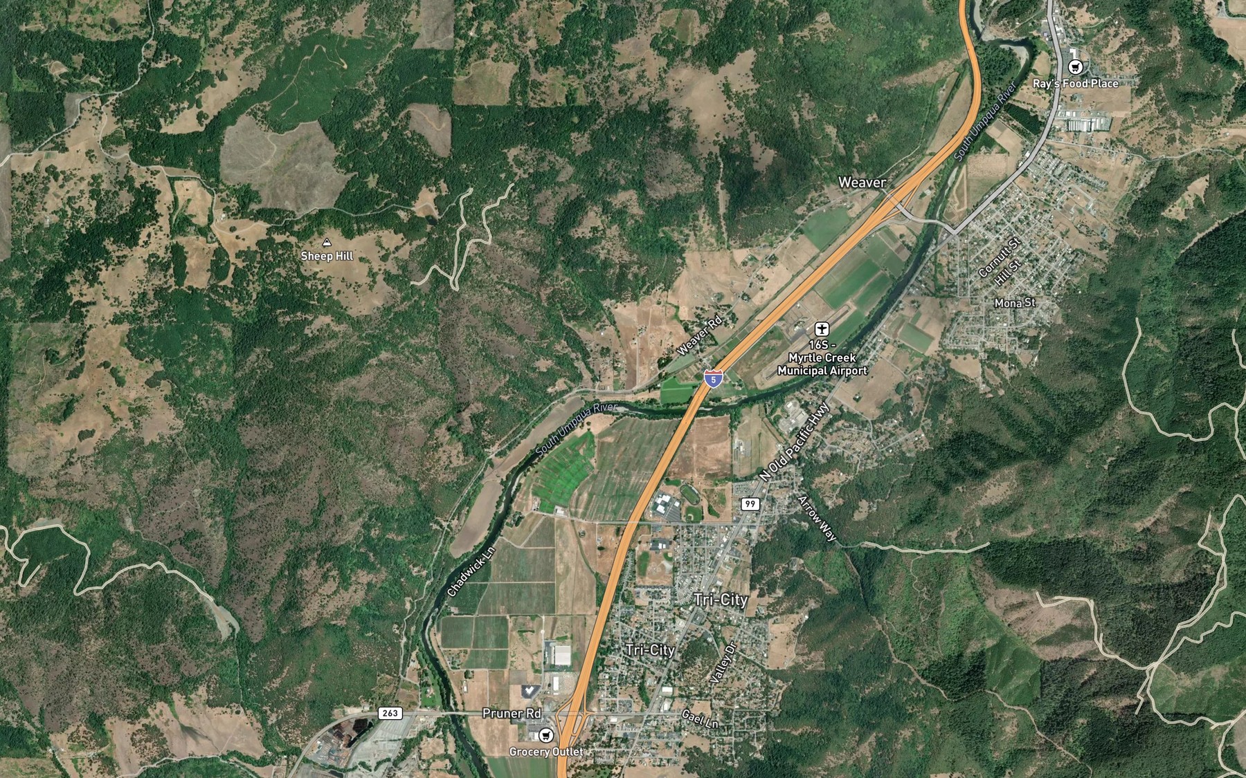Satellite map of the Rock Canyon Creek