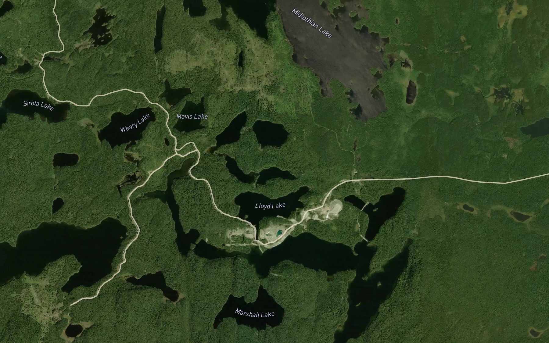 Satellite map of the Bray Lake