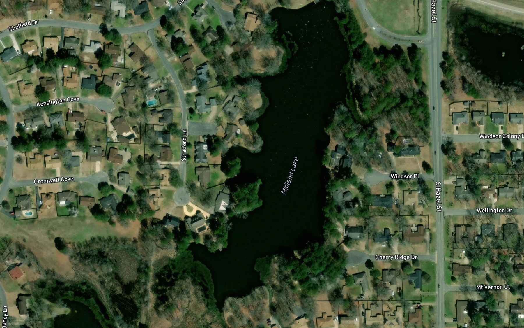 Satellite map of the Midland Lake