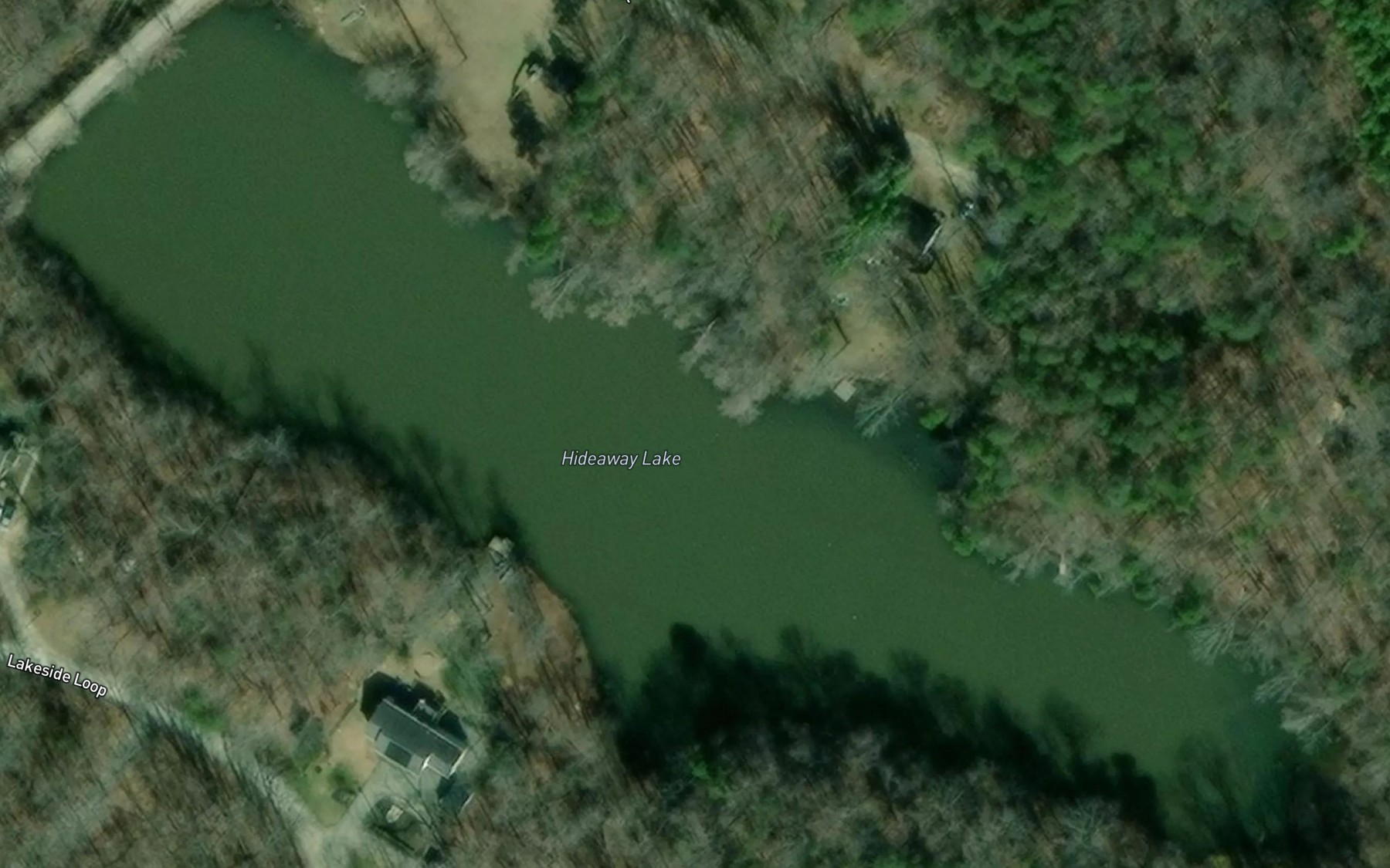 Satellite map of the Hideaway Lake
