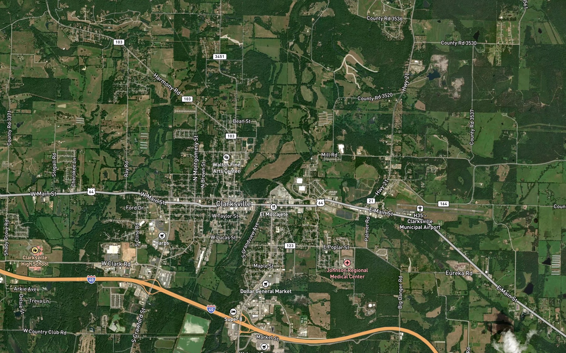 Satellite map of the Greenbrier Creek