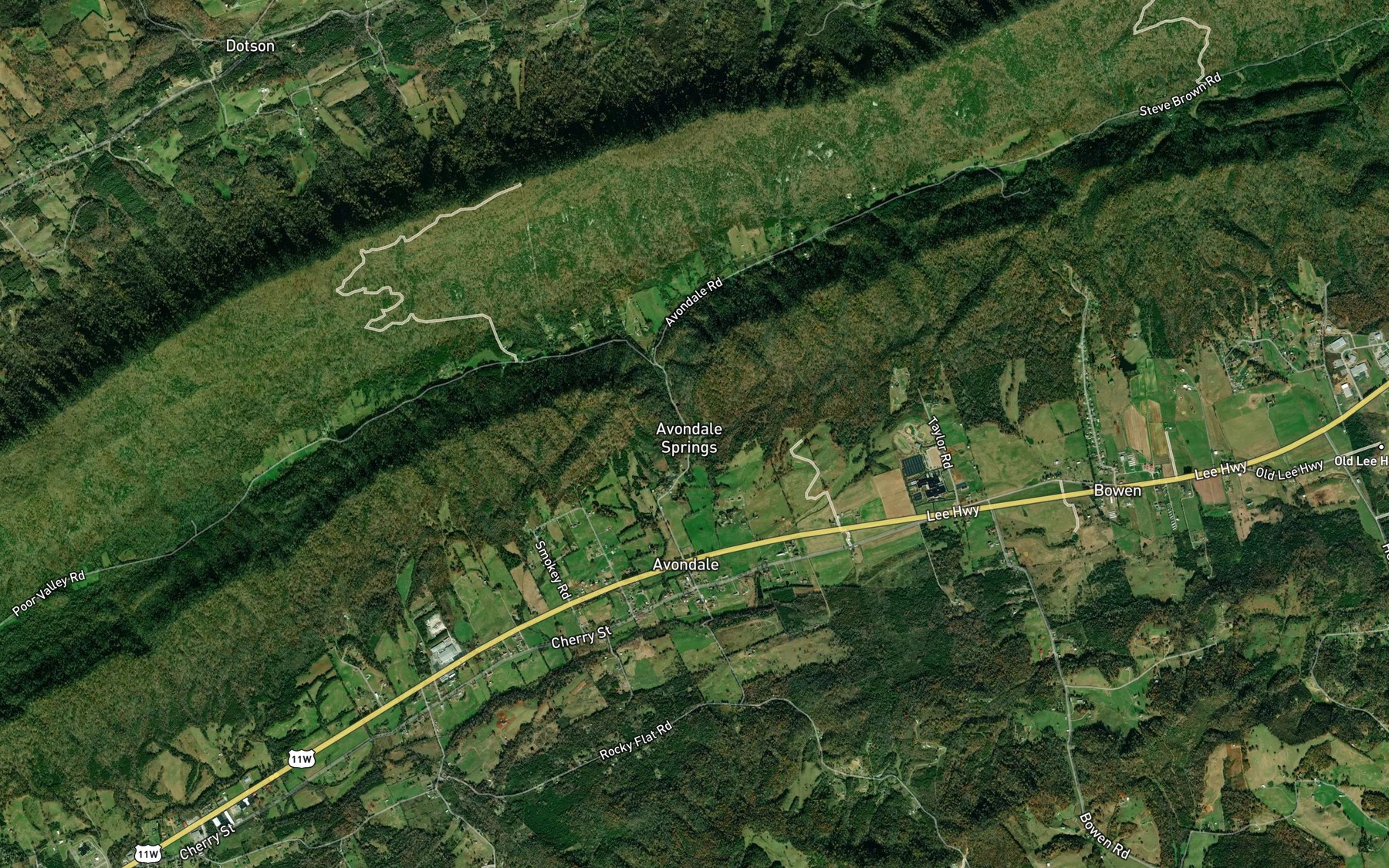 Satellite map of the White Sulfur Spring