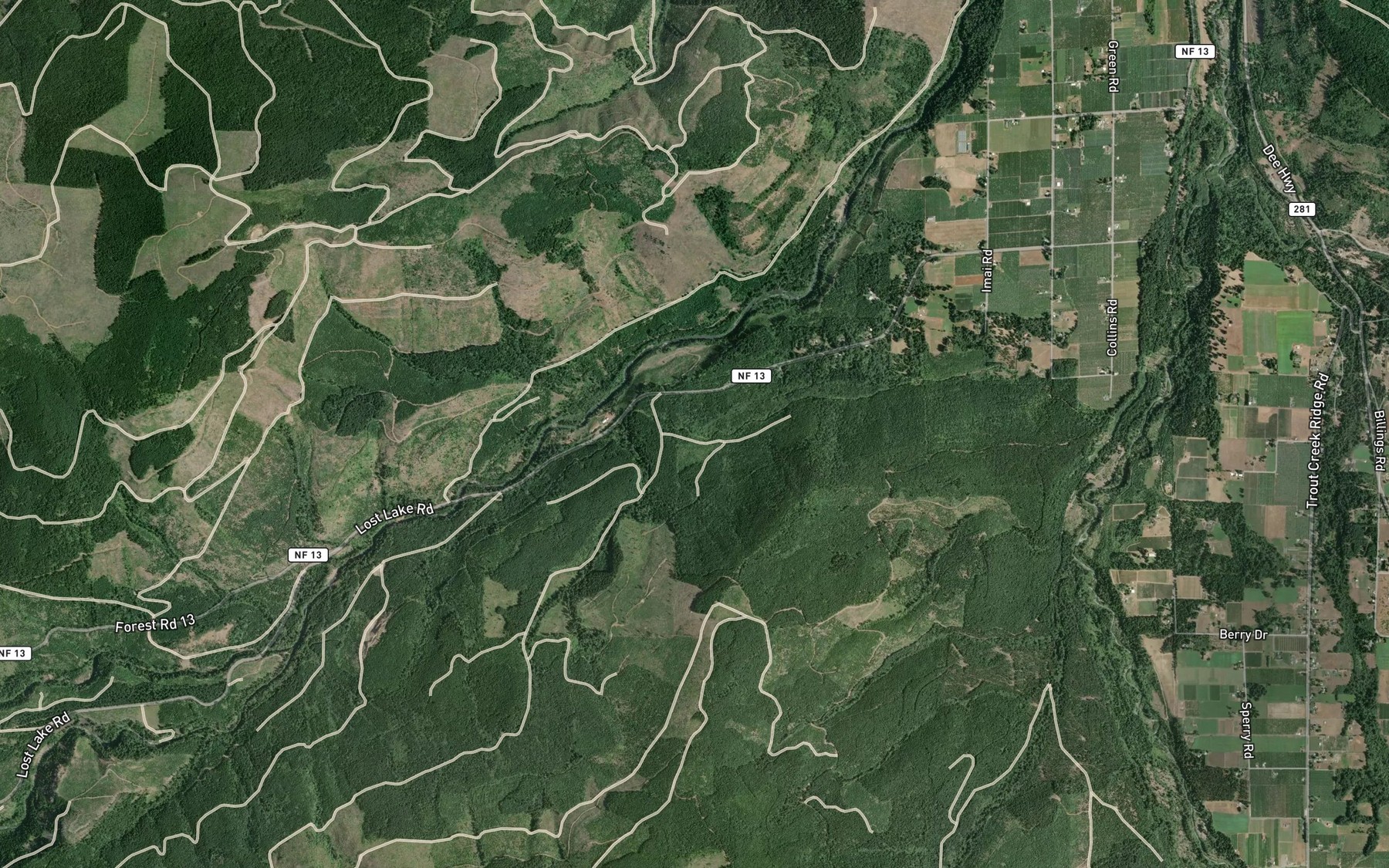 Satellite map of the Dee Flat Ditch