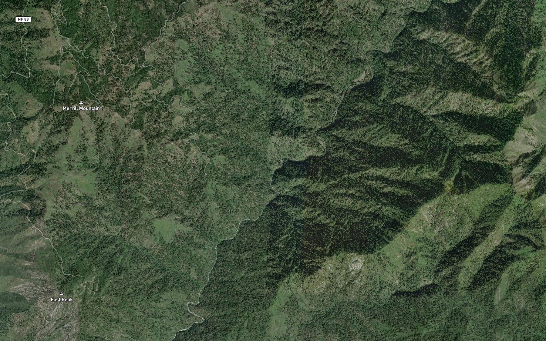 Satellite map of the Gates Creek