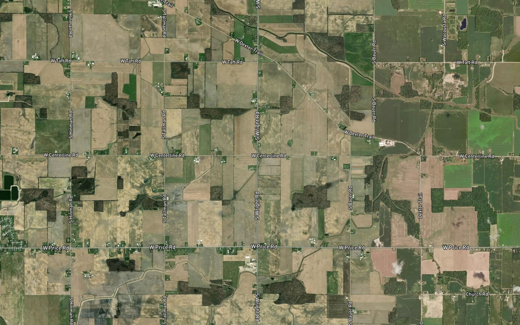 Satellite map of the Thelen Drain