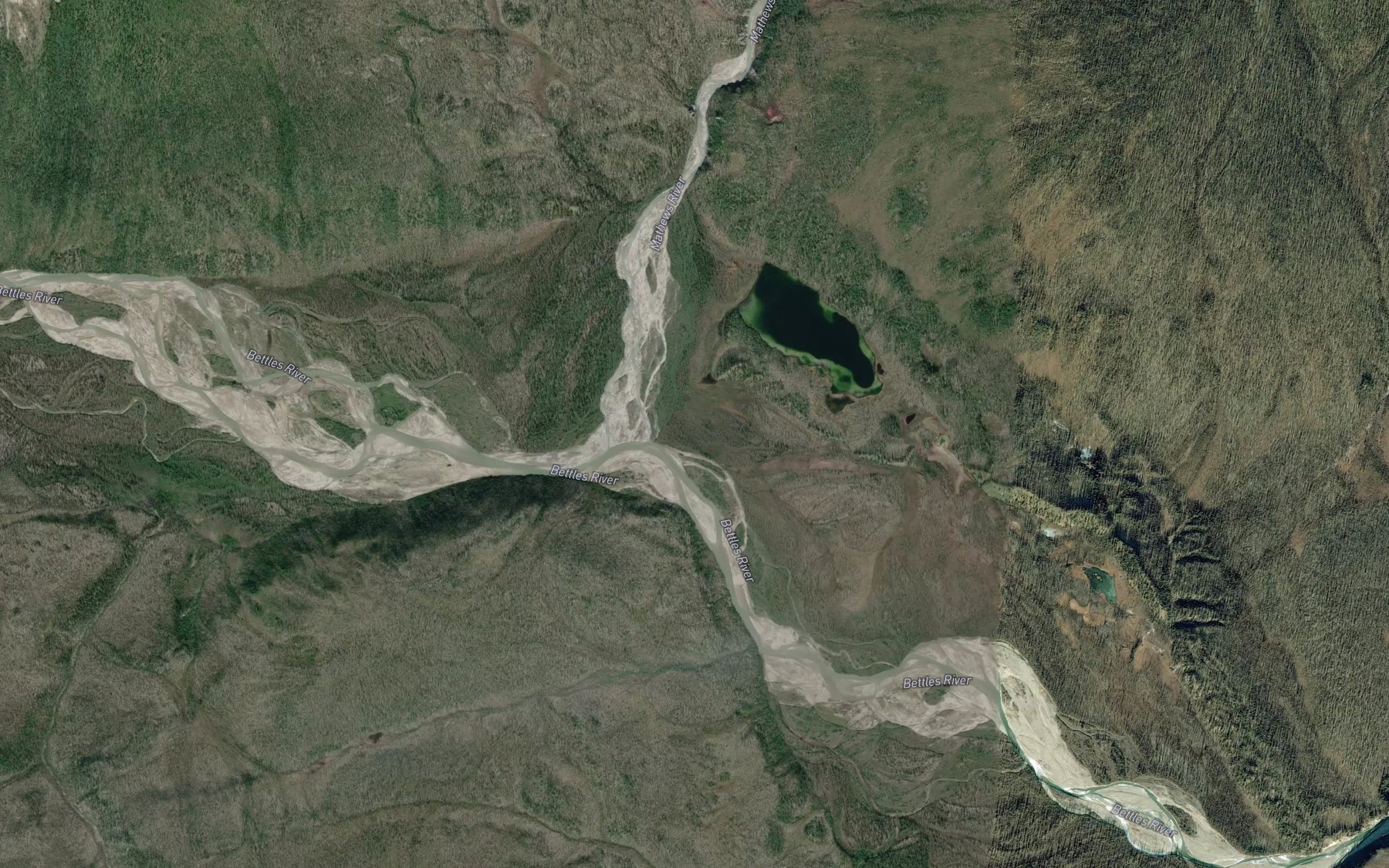 Satellite map of the Mathews River
