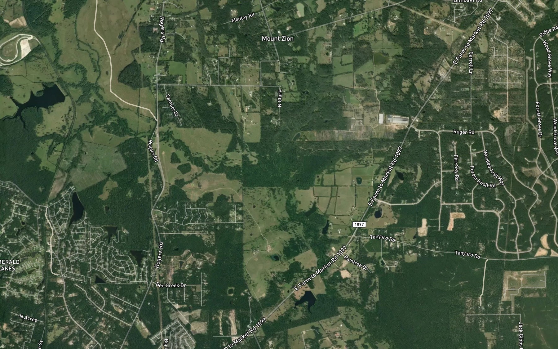 Satellite map of the Little Caney Creek