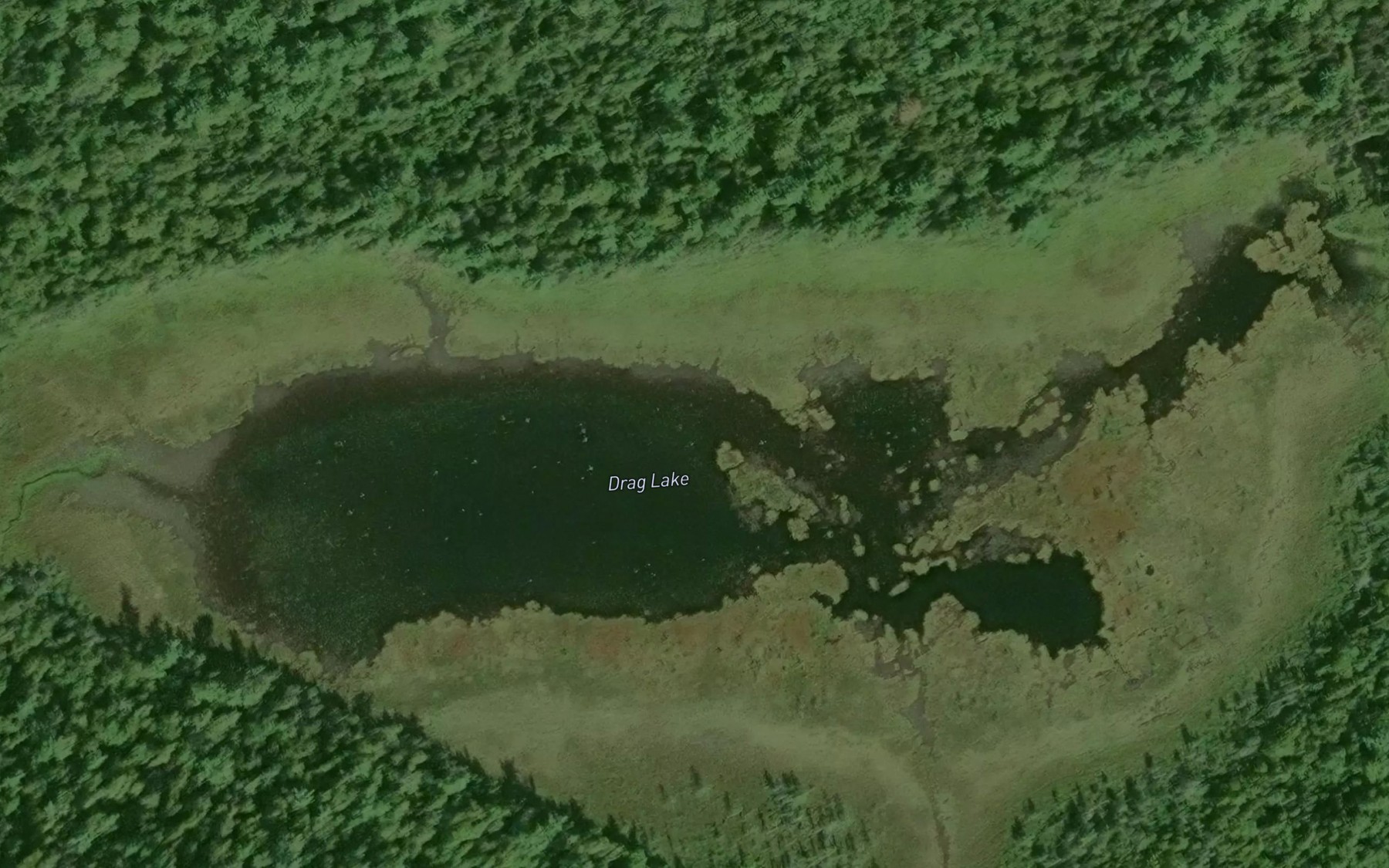 Satellite map of the Drag Lake