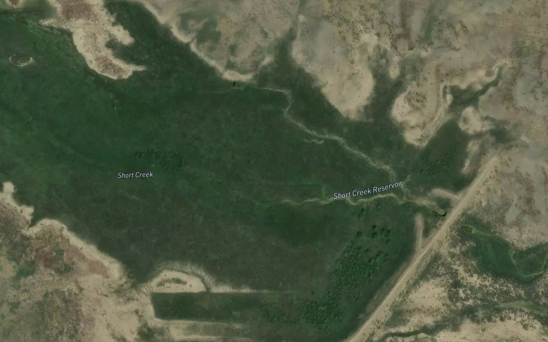 Satellite map of the Short Creek Reservoir