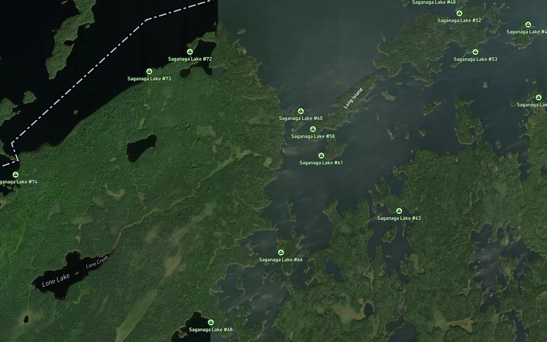 Satellite map of the Lone Creek