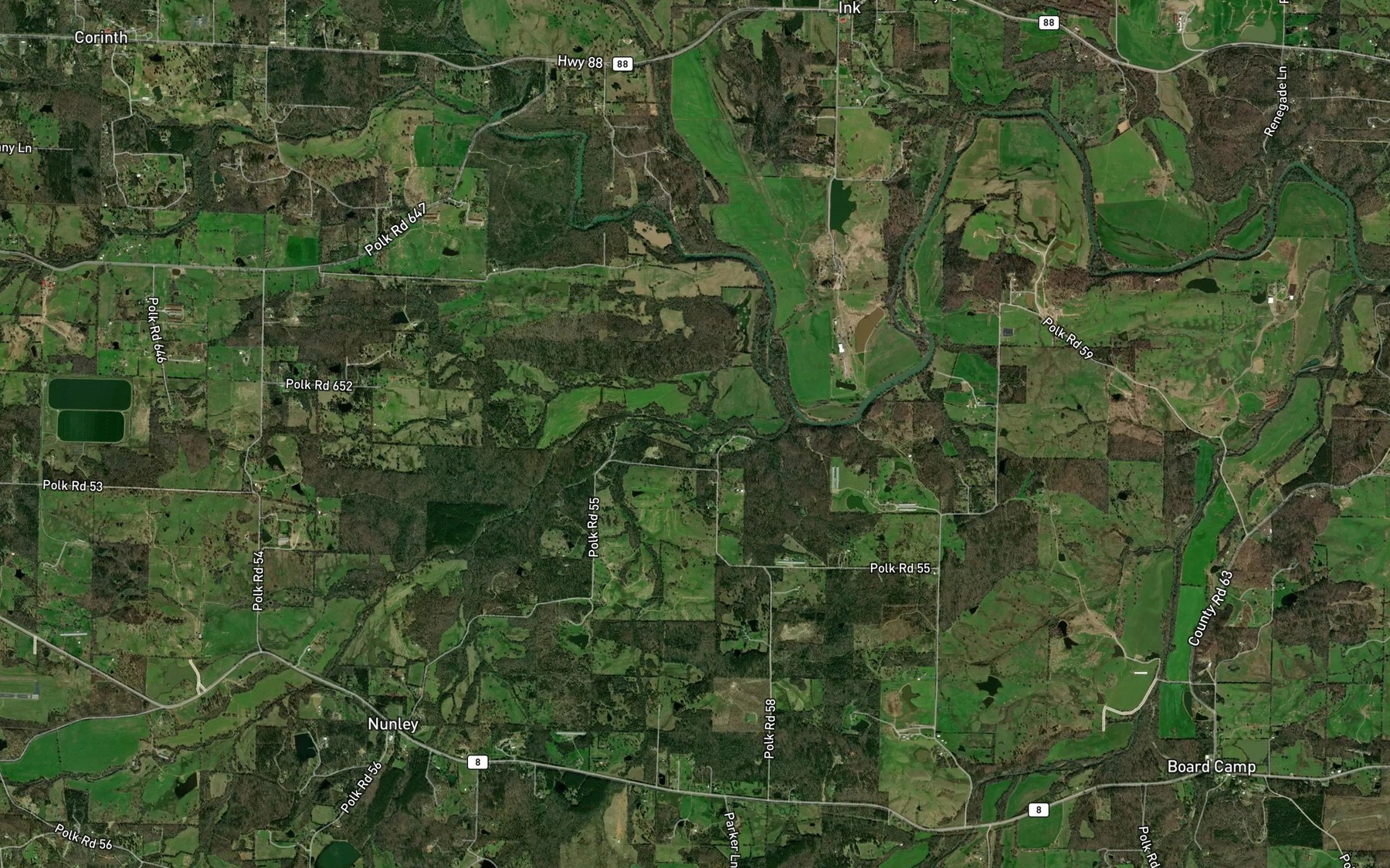 Satellite map of the Muddy Creek