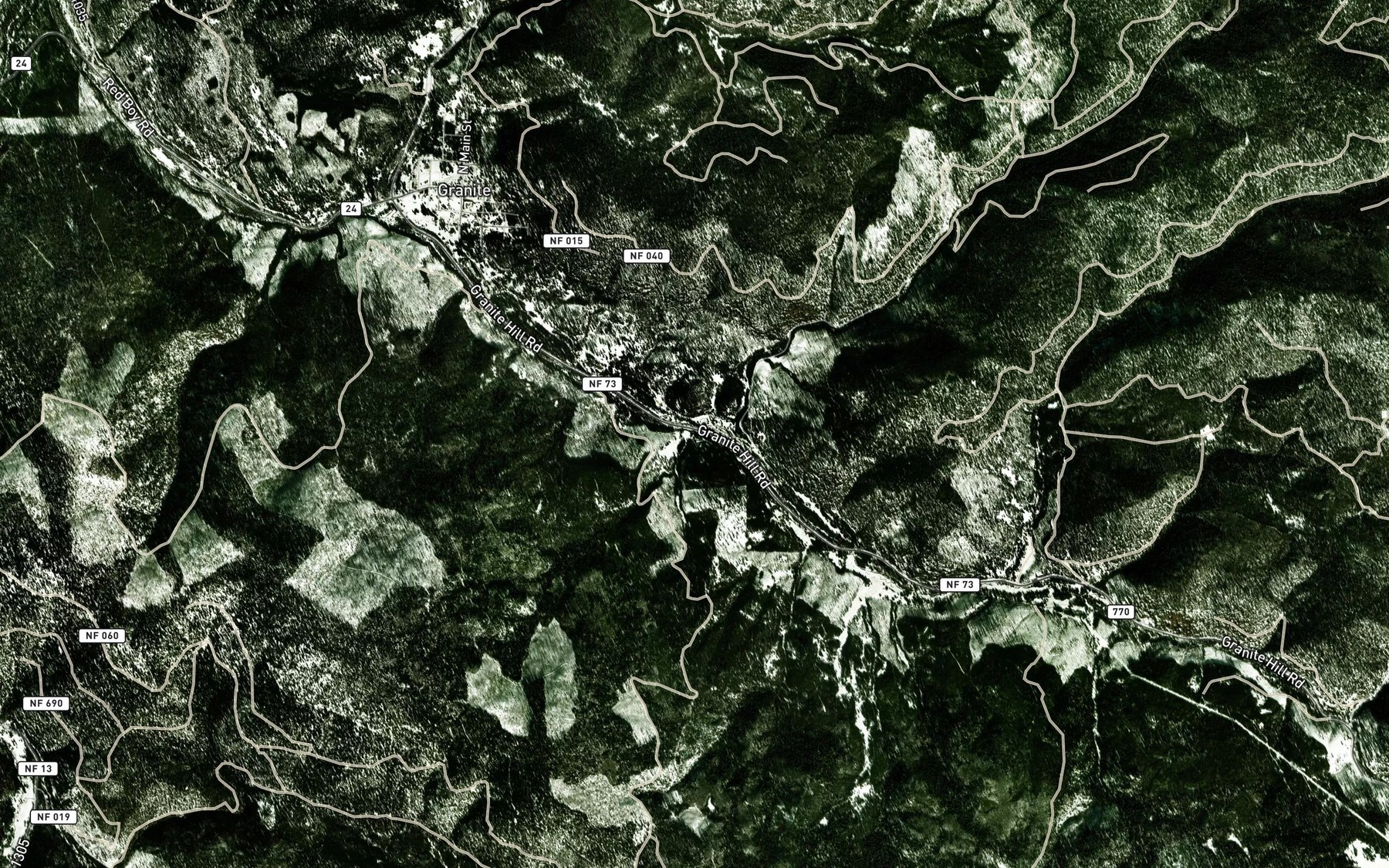Satellite map of the Gutridge Creek
