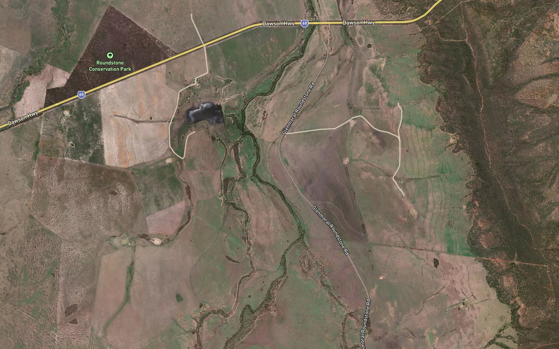Satellite map of the Angle Creek