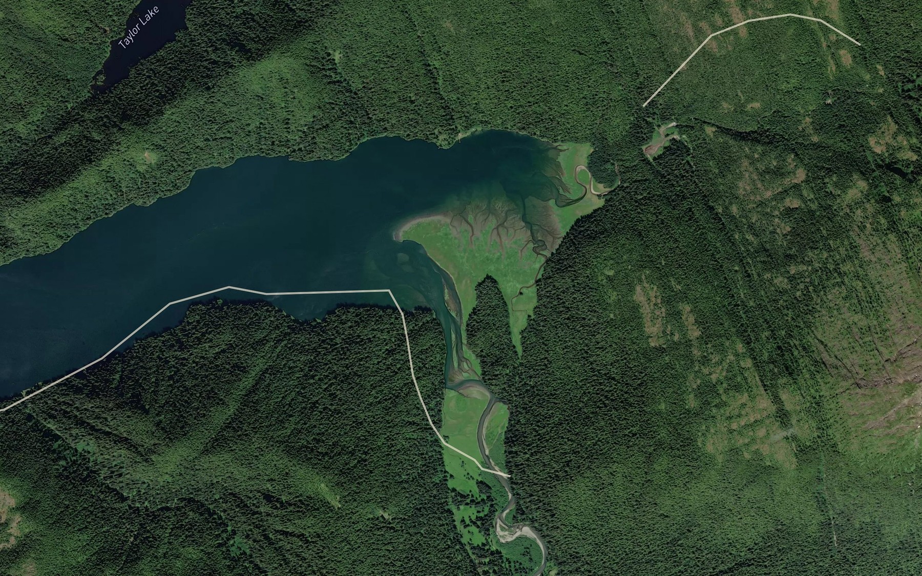 Satellite map of the Chuck River