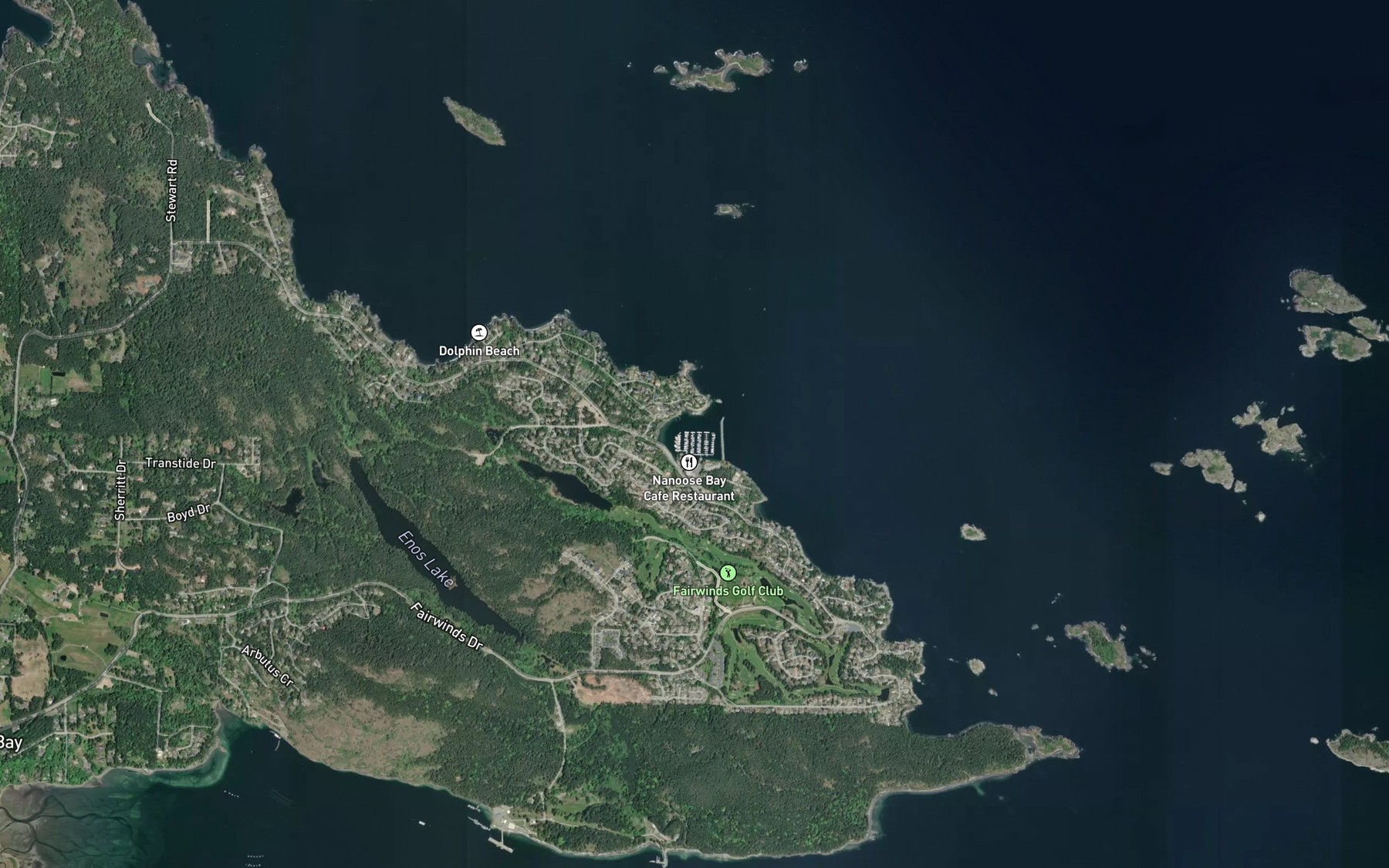 Satellite map of the Schooner Cove