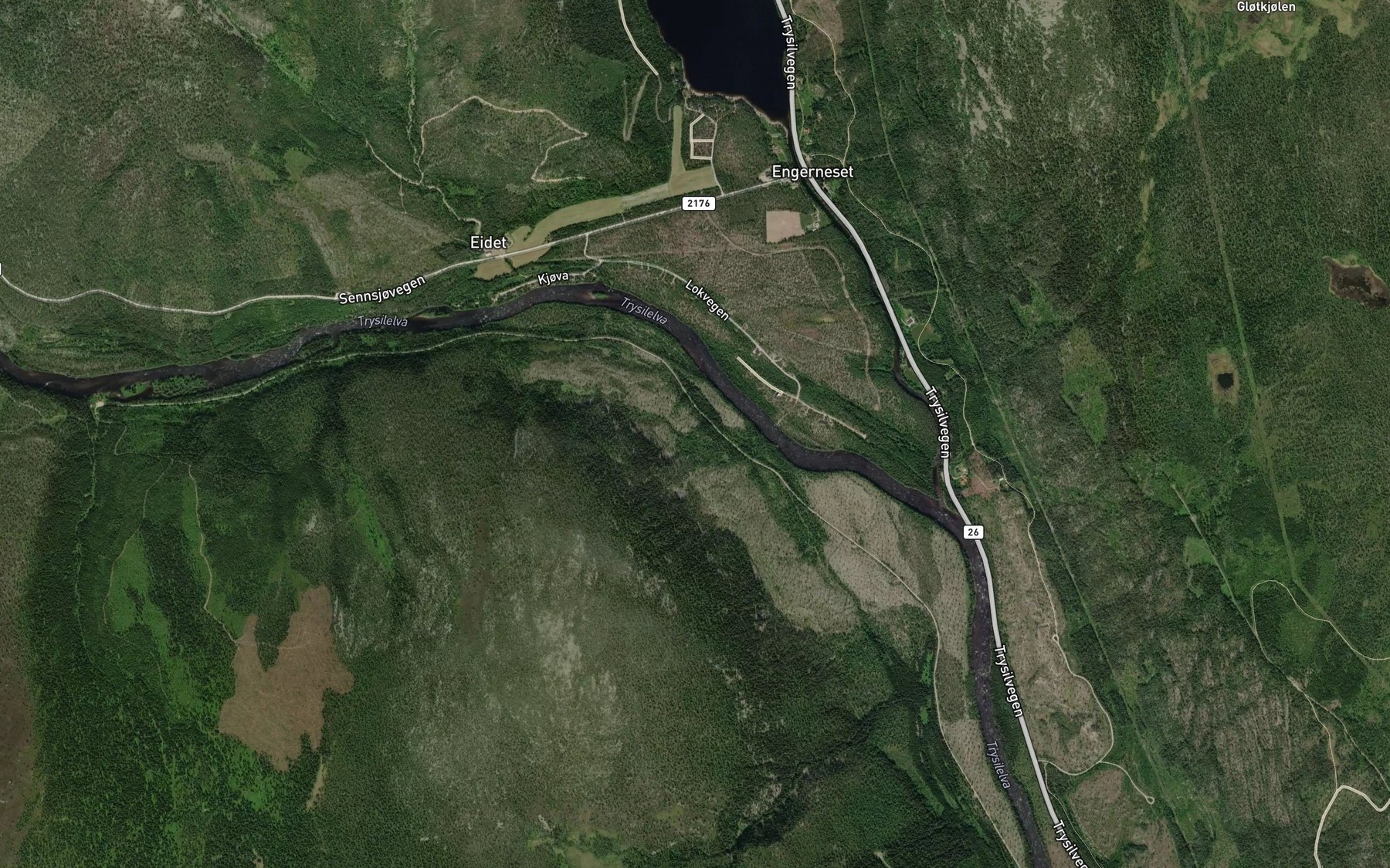 Satellite map of the Styggbekktjonna